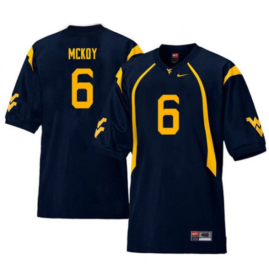 Men's West Virginia Mountaineers NCAA #6 Kennedy McKoy Navy Authentic Nike Throwback Stitched College Football Jersey RN15G56YD